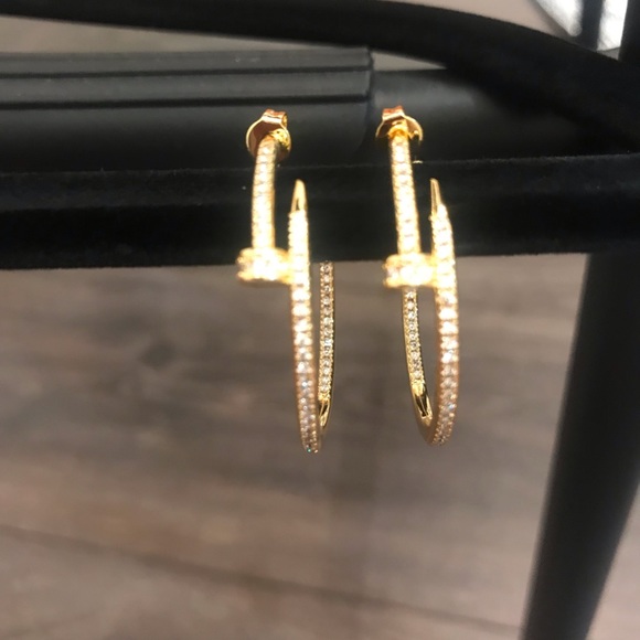 Bundle Deal. 18K White and Yellow Gold Plated Nail earrings. Comes with 2 pairs - Picture 6 of 7